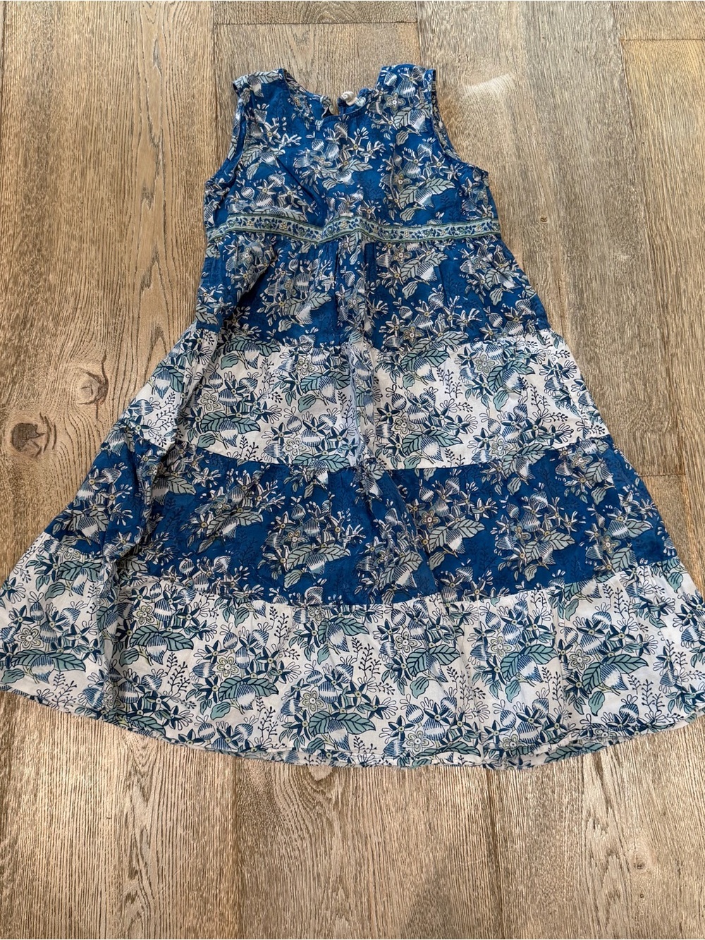 Blue and White Floral Tiered Dress from India Girls 8